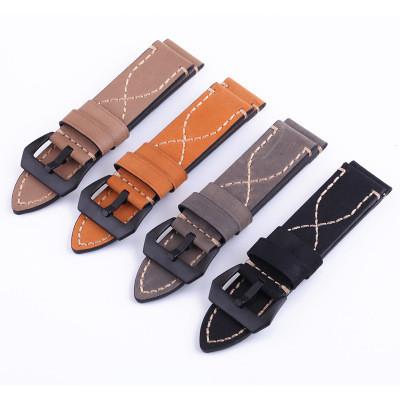Watchband Genuine Cow Leather Watch Straps Black Brown Gray Wear-resistant Swearproof 20mm 22mm 24mm 26mm Watch Accessor