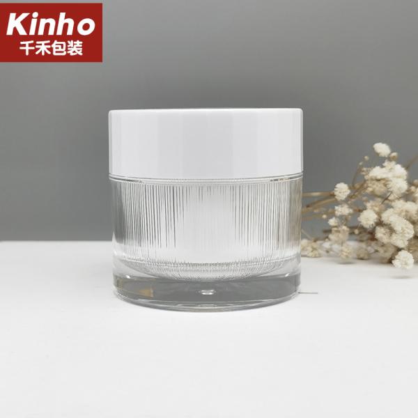 50g Cometic Acrylic Cream Jar Double Wall Face Cream Serum Skincare Ribbed Surface