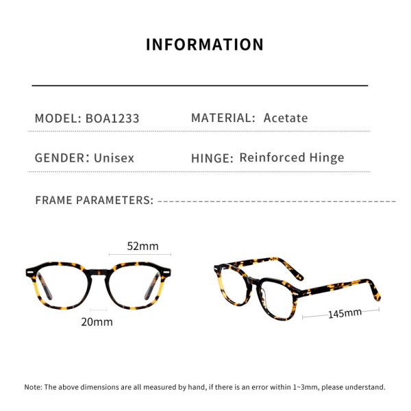 Unisex Acetate Optical Glasses Frame Ladies Men'S Ac Lens