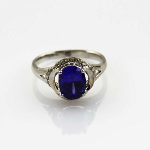 Sterling Silver with Lavender Amethyst Cubic Zirconia Gemstone Ring(R167)