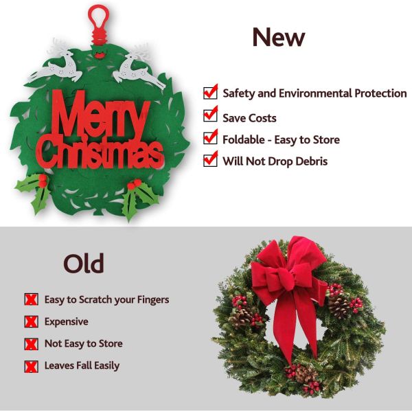 Holiday Party 8pcs Ornaments 16 Inch Felt Merry Christmas Hanging