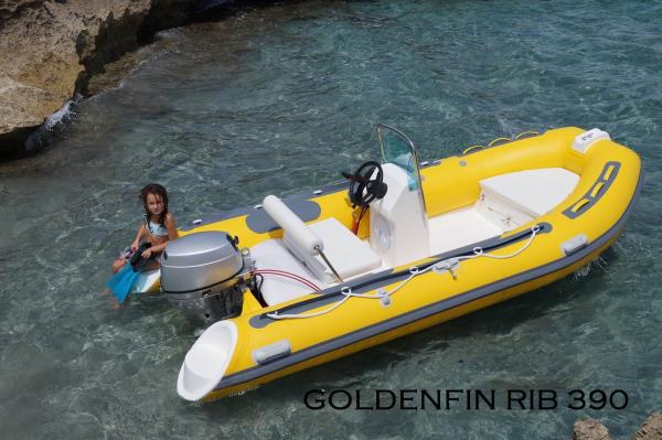 13Ft Fiberglass Hull Small Rib Boat  in yellow color for fun on the sea