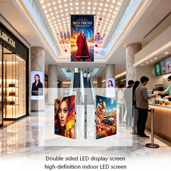 HSCXLED Ultra-thin Double-sided led screen Hanging led display 3000-nit High-brightness Poster Display