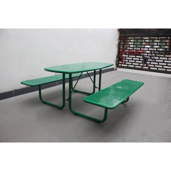 Metal Green Color Outdoor Picnic Tables Chair Set 1600mm Length