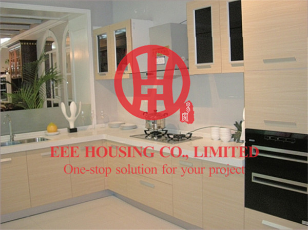 Customized Modern Laminated Wood Grain Color Kitchen Cabinet with Excellent Design and Quality