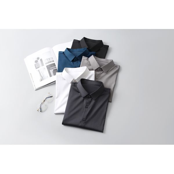 T-shirts simples à manches longues pour hommes avec logo acrylique en soie polyester viscose