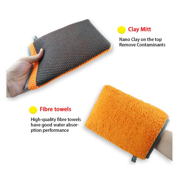 Effective Cleaning Orange Car Clay Mitt For Car Washing And Detailing S M L XL Size