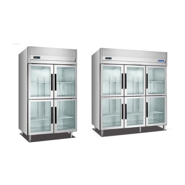 Чистосердечный промышленный дисплей кухни нержавеющей стали холодильника ресторанного обслуживании дверь 4 стекел