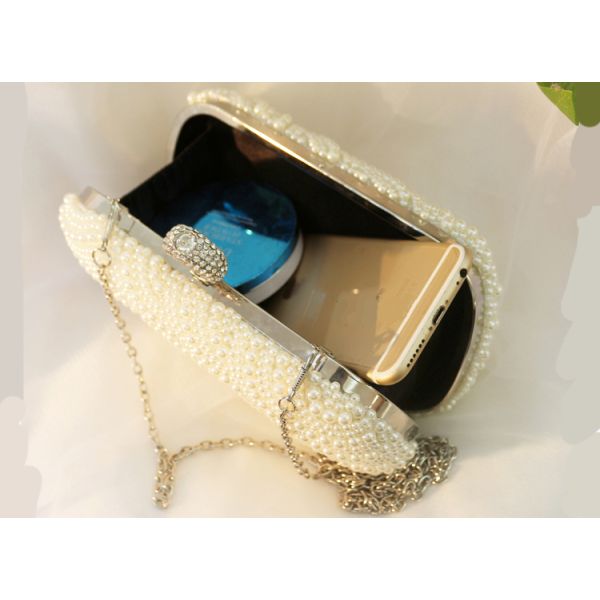 Bride's rhinestone pearl handbag new dinner evening bag socialite's hand sewed beaded gown small wedding bags