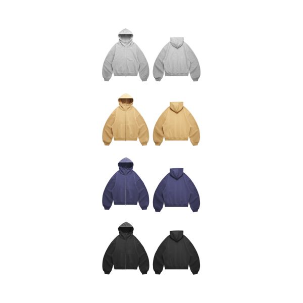 Customized ODM Unisex Curved Sleeve Embroidered Print Knitted Boxy Hoodie Spring 2025 Zipper-Up Windproof Breathable Jacket