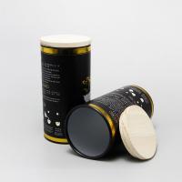 OEM Customized Gold Stamping Food Grade White Cardboard Paper Tube with Wooden Cap Paper Cylinder Container for Tea