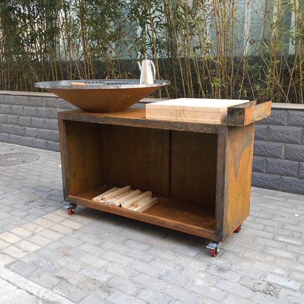 1330mm Corten Steel BBQ Grill CE Wood Burning Bbq Grill Camping