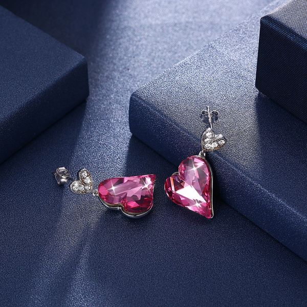 серьги сердца 0.98x0.55in стерлинговые серебряные