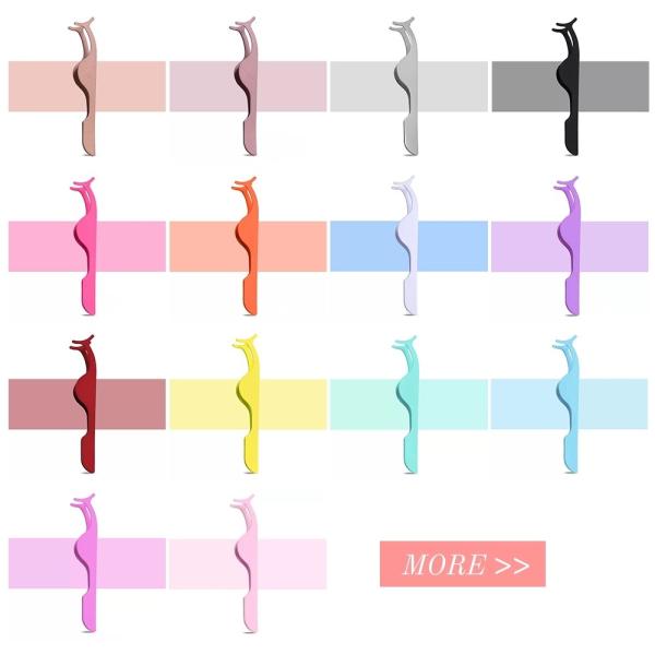 Light Blue Eyelash Applicator Tweezers , Anti Rust Metal Eyelash Applicator
