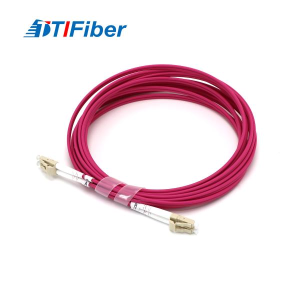 Duplex OM4 Erica Violet Color Jacket Fiber Optic Patch Cord Multimode