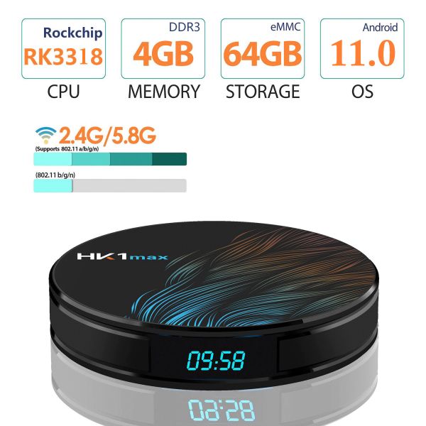 Quad Core 4GB IPTV Set Up Box Android 10 HK1 Max TV Box RAM 32GB ROM 5G Wifi
