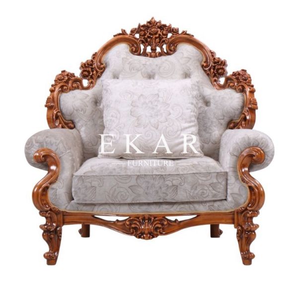 Classic Wooden Fabric Sofa Design, Living Room Sofa