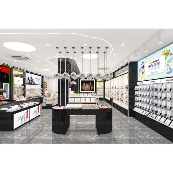 Magasin de beauté Décoration d'intérieur Tableau laminé or noir Plateau d'affichage cosmétique pour l'affichage des magasins de détail et la décoration des magasins de soins de la peau