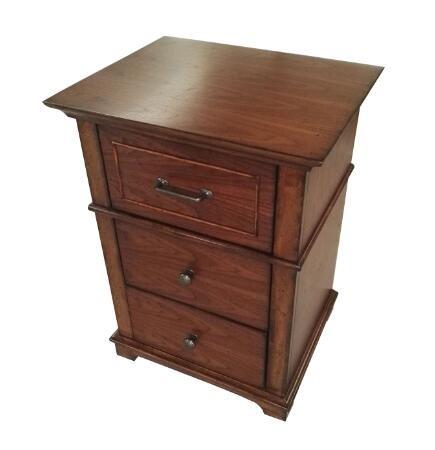 3 Drawer Hotel Bedside Tables For Bedroom Furniture , Walnut Veneer