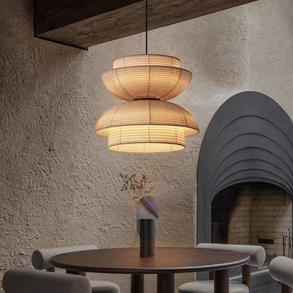 Japanese Pendant Lights Vintage Fabric Lantern Wabi Sabi Lights (WH-VP-335)