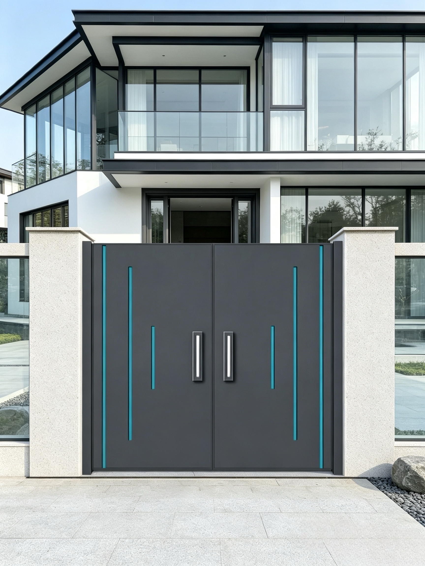 Modern Minimalist T6-T5 Aviation-grade Aluminum Alloy Custom Size Electric Control Courtyard Gate for Villa Gardens