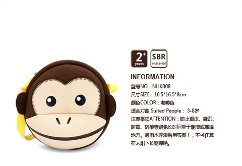 Monkey Style Toddler Crossbody Purse , Kids Side Bag Shockproof