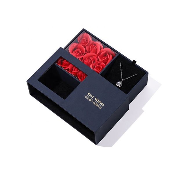 Упаковка шкатулок для драгоценностей картона Degradable розовых бумажных мешков рождества цветка черная