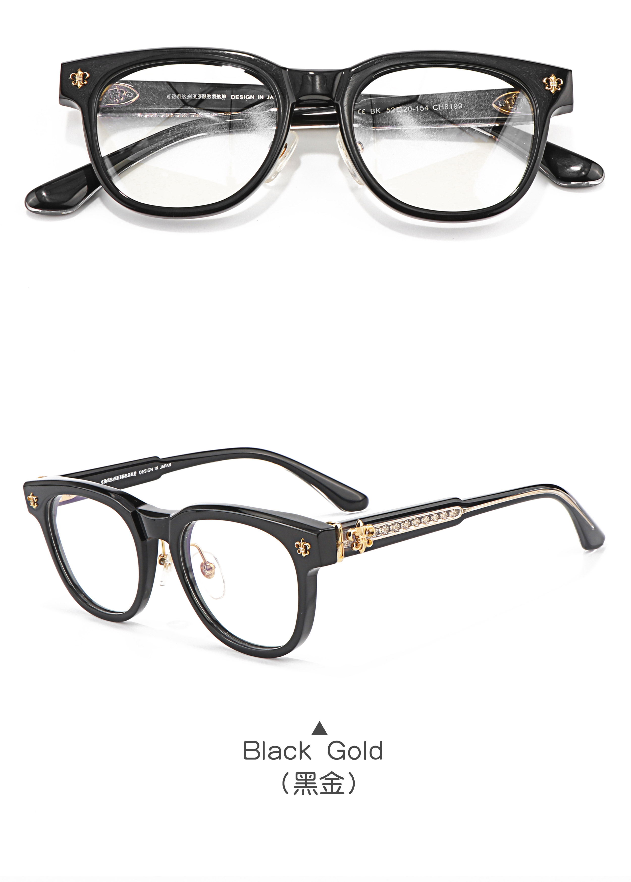 clear Acetate Round Frame Black Gold Transparent Optical Prescription Presbyopia Multifocal Cool Myopia Glasses for Men Women