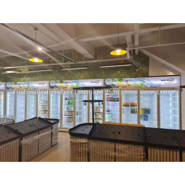 Commercial Glass Doors Vertical Freezing Showcase Upright Freezer