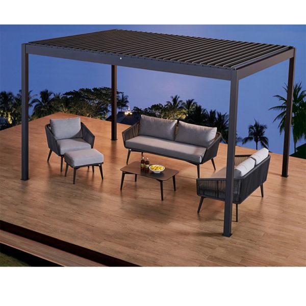 Outdoor 3x4M Aluminium Pergola With Louvered Roof And LED Lights