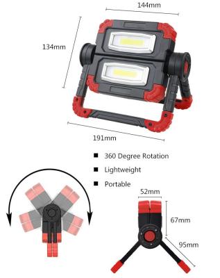 20W 360 Degree Rotating Work Light Dual Head COB 4AA Battery