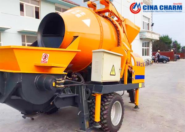 Large Flow Mobile Concrete Mixer With Pump And Electric Motor Type 30 m3/h