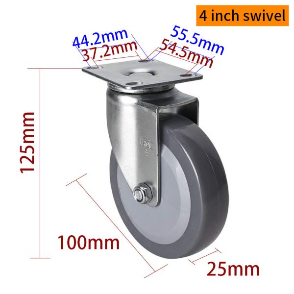 Las ruedas giratorias de 4 pulgadas para vehículos ligeros comerciales e industriales