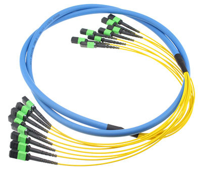 MPO To MPO Fiber Optic Cable Assemblies 12 Fiber OM3 50/125 Round Cable