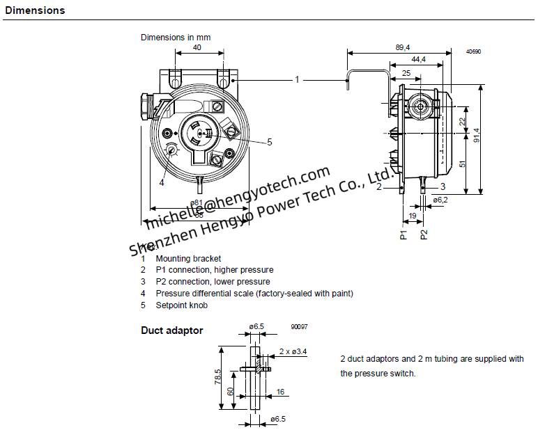 Siemens Differential Pressure Switch QBM81-10 QBM8110