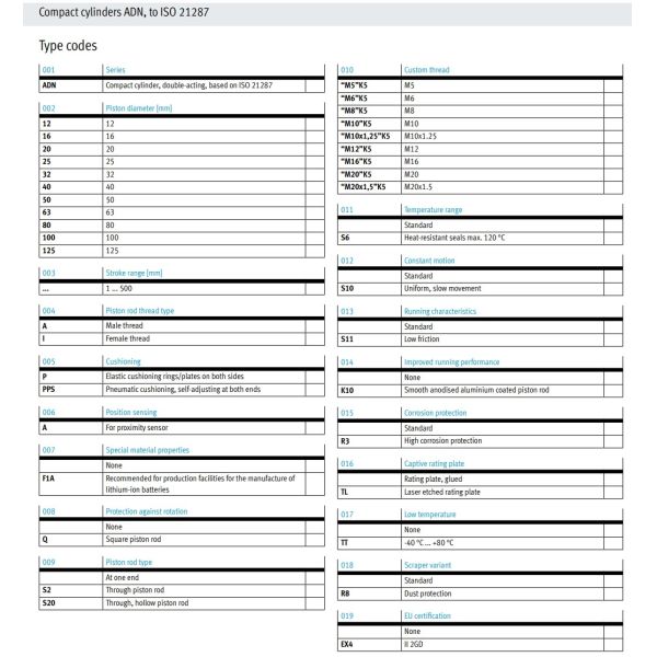 Compact air cylinder, double-acting   ADN-20-40-I-P-A-Q   536233