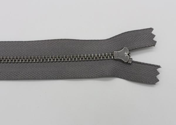 Grey Tape Silver Metal Zipper , Light Nickel Magnetic Gold Metal Zipper For Jeans Placket