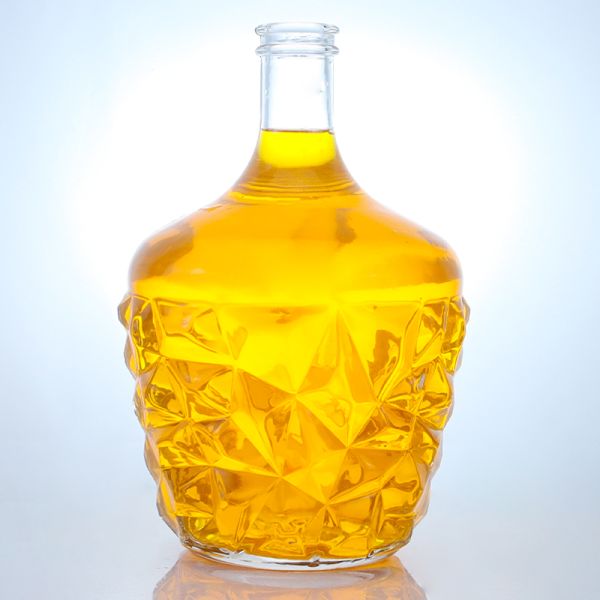 Clear or Customized Decal Round Glass Bottle for Rum Vodka Whisky Tequila Gin