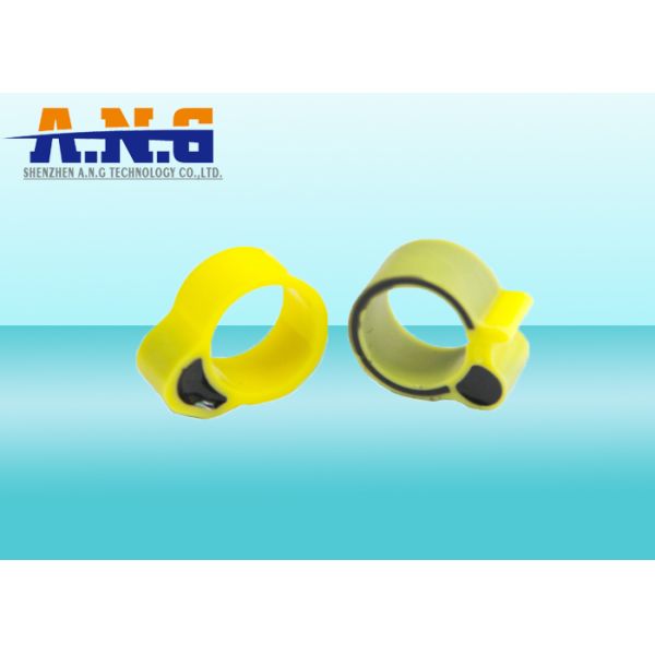 YELLOW Waterproof Foot Ring Passive Rfid Tags For Chicken Duck Goose