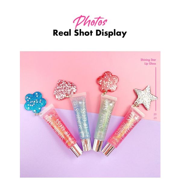 Exquisite Childrens Lip Gloss 7ml Shimmering Glitter Lip Oil With Cute Pendant