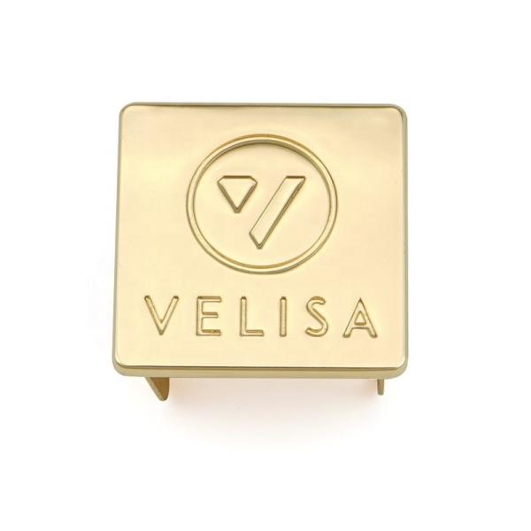 Golden Engraved Metal Logo Plate For Handbags Custom Logo Craftsmanship
