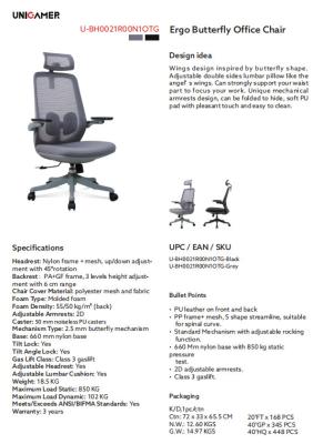 Borboleta ergonômica Machanism de Gray With 2.5MM do preto da cadeira de mesa de BIFMA