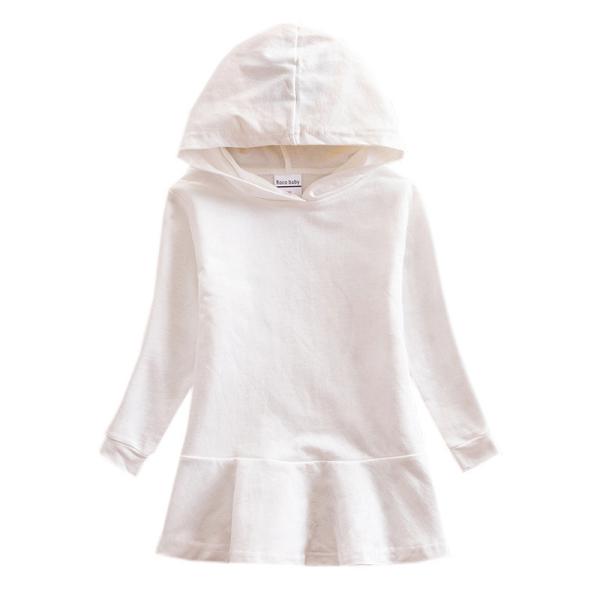 Das crianças feitas sob encomenda do vestido do algodão das meninas da roupa do vestido das crianças vestido encapuçado da camiseta