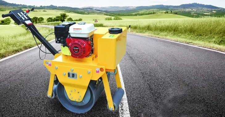 Yellow 9HP Walking Behind Small Road Single Drum Roller Travel Speed 0-4km/h