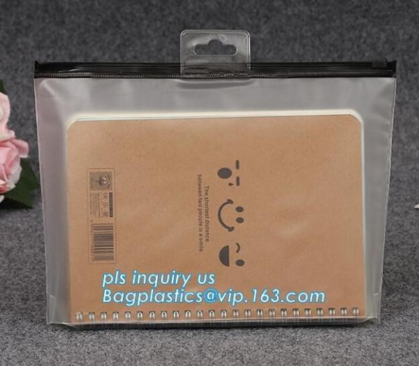 Biodegradable eco-friendly slider k frosted EVA bag, PVC Wash Bag With Slider Zipper, Eco-friendly plastic puller