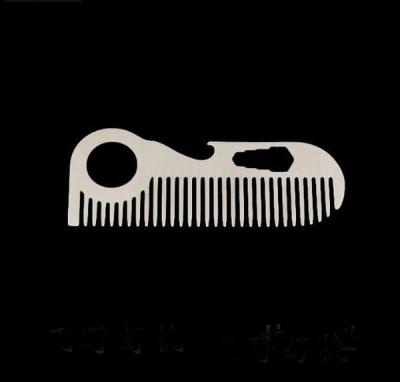 Custom cool innovative men gift, engrave logo stainless steel unique design multi function beard comb bottle opener