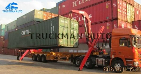 Skeleton  Container Side Loader Trailer 1*40  / 2*20  With 37 Tons Crane