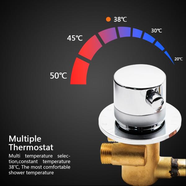 Distance 12.5CM Bathroom Fixtures And Fittings / 38 Degree Thermostatic Shower Mixer Valve