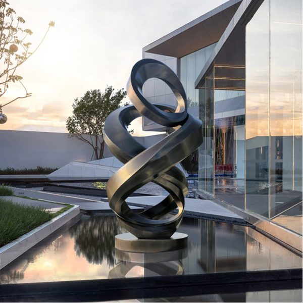SERENITY Mirror | Contemporary Abstract Stainless Steel Sculpture for Outdoor Garden