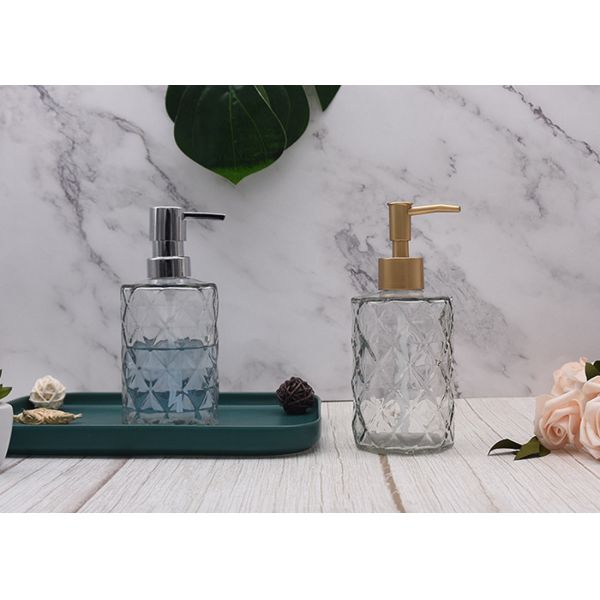 Soap Empty Glass Jars 500ml Hand Sanitizer Bottle With Stainless Steel Pump
